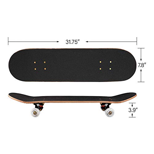 Skateboard, compleet board 31 X 8 inch Skateboards met dubbele kick, Abec-11 kogellagers, 7-laags esdoornhout Longboard… - Afbeelding 6