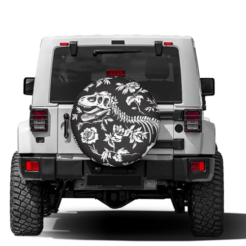 Image of Delerain Dinosaur Skeleton Spare Tire Cover Wheel Protectors Sun Protector Waterproof for Trailer RV SUV Truck and Many Vehicle(16 Inch for Diameter 29 inch-31 inch)