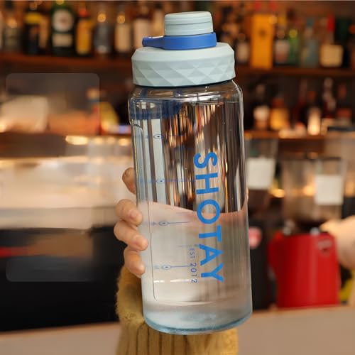 Image of THE VENTI SHOTAY Large Tritian Water Bottle 2000ML BPA Free Premium Plastic Bottle with Holder for Home, Office, Gym, Travel, Camping, Hiking, Sports (Blue)
