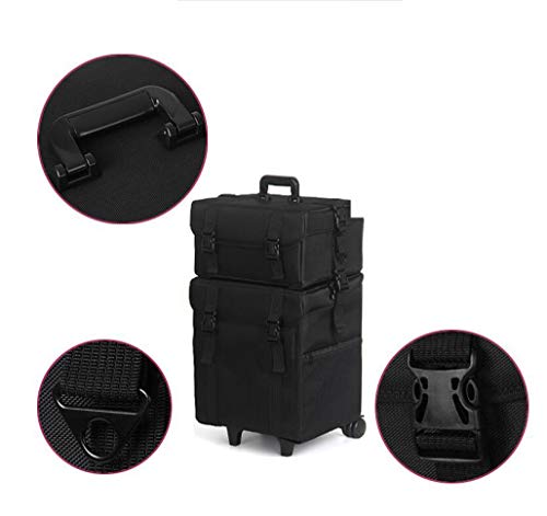 DPPAN 2-in-1 Extra Groß Nylon Trolley Kosmetikkoffer, Professionell Make-up Koffer 4 Rollen, Schminkkoffer zu Künstler… – Bild 6