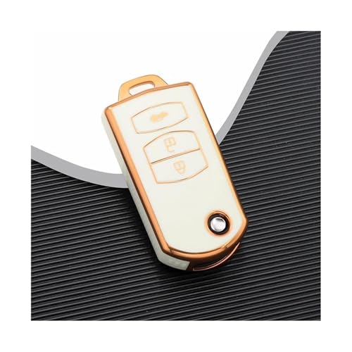 Protège-clé Mazda blanc en TPU souple pour éviter les rayures du boîtier pliable