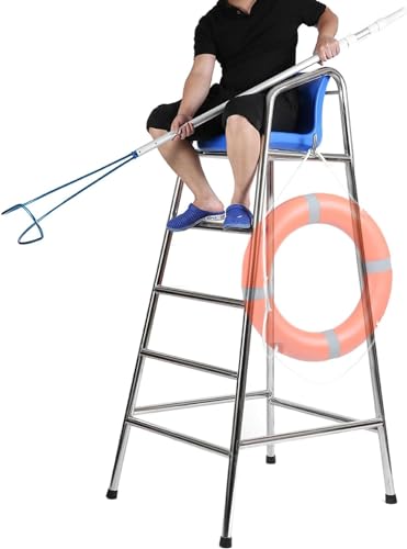Escalera alta para piscina con asiento para salvavidas 70.8 pulgadas miniatura 1