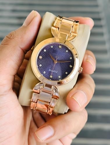 Image of styledose Women Analogue Wrist Watches for Women's & Girls&Ladies Diamond Studded Dial Rosegold Colored Stylish Bracelet Strap
