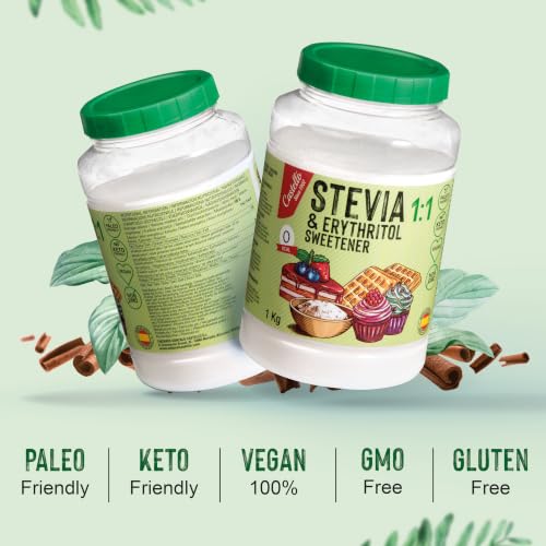 Miniatura 4 de Castello Since 1907 Stevia Estevia Eritritol 1:1 1 Kg Sustituto Del Azúcar 100 Natural - 0 Calorías - 0 Índice Glucémico - Keto Y Paleo - 0 Carbohidratos - No Ogm