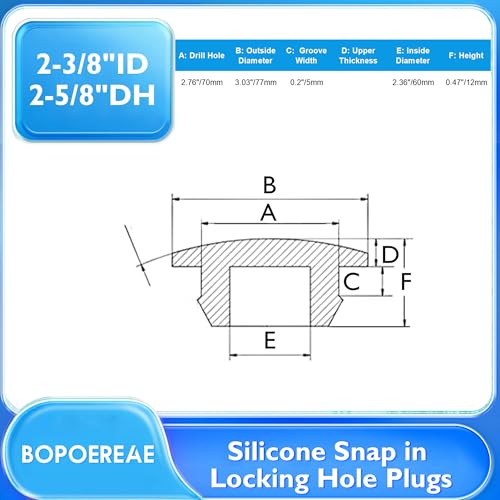 Image of 2 Pcs 70 mm Silicone Rubber Plugs Snap in Locking Hole Plugs for 70 mm (2-5 /8 inch) Round Holes, Flush Type Rubber Stoppers, Flexible Tube Pipe End Caps Covers, Waterproof Sealing Plugs, White