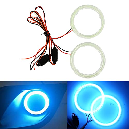 Qasim Anéis de halo azul gelo de 80 mm Angel Eyes COB 51SMD lâmpadas de aviso LED com tampa de plástico 12V 24V