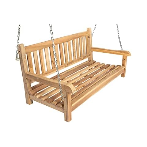 SAM 2-Sitzer Gartenschaukel Susana, hängende Bank 120 cm, Teakholz massiv, Schaukelbank für den Garten, pflegeleichtes Unikat Cover