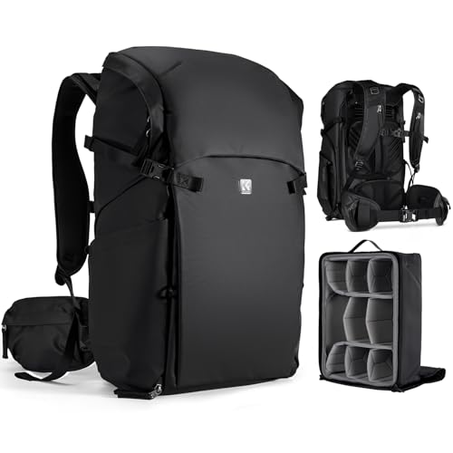 [K&F Concept] カメラバッグ カメラバックパック カメラリュック 25L 大容量 おしゃれ 2気室 多機能 男女兼用 一眼レフバック 容量拡張可 一眼レフ/16インチPC/三脚収納可 旅行/登り/出張/アウトドア撮影バックパック