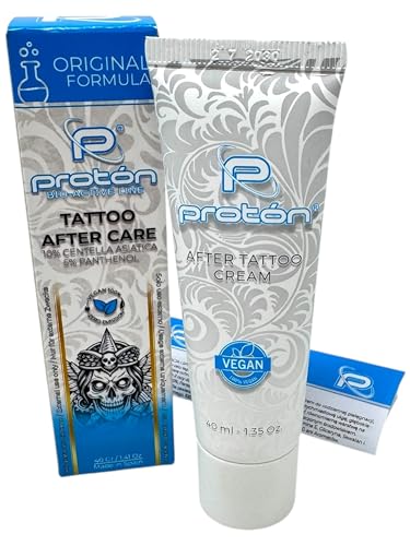 Crema para tatuajes Proton con pantenol, 40 ml, vegano, INKgrafiX Profesional Cuidado Aftercare Tattoo Cream – 10% Centella