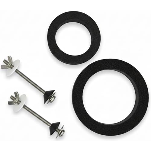 Kit Reparación Inodoro y Fijación Cisterna WC – Juntas de Espuma 110 mm y 80 mm + Tornillos Inox 90 mm M6 y Arandelas – Juego Universal para Sellar Depósito y Evitar Fugas de Agua