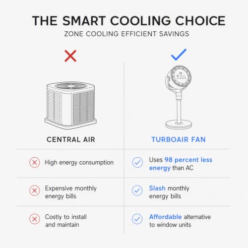 Image of EdenPURE TurboAIR Fan - Whole House 360 Windmill Spin Fan, Whisper Quiet Operation, Portable AC, 3 Adjustable Heights, 12 Speeds, Dual Oscillation, Cools Entire Room 360 Circulation, 65 FT Reach