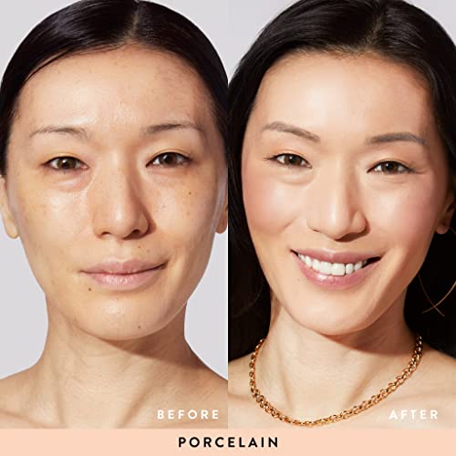 Blush-N-Glow Kit (3 Pc): Laura Geller New York Baked Balance-N-Glow Illuminating Cc Powder Foundation Porcelain, Retractable Kabuki Brush, Baked Blush-N-Brighten Pink Grapefruit #TOP1