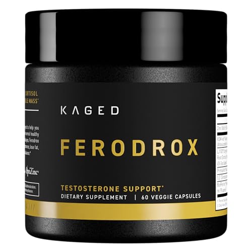 Kaged Testosterone Booster | Ferodrox | Ultra-Premium Hormone Management Supplement with LJ100 Tongkat Ali | KSM-66 Ashwagandha | Shilajit | 60 Servings