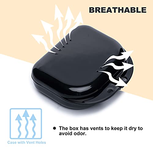 Retainer Case With Vent Holes, 4 Pcs Denture Case, Durable & Similar Mouth Guard Case For Black, White, Yellow And Blue - Tight Snap Lock, Easy To Use #TOP2