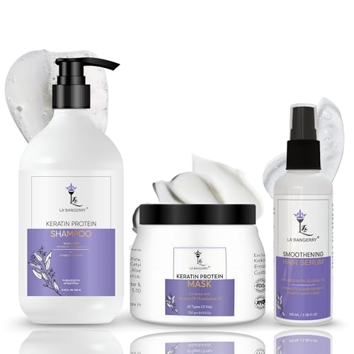 Image of LA'BANGERRY Keratin Complete Hair Care Combo | Shampoo, Mask & Serum | Nourishing & Frizz-Free Care with Almond, Eucalyptus & Jojoba Oil (Pack Of 3)