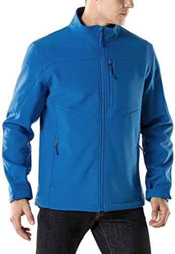 TSLA Men's Full-Zip Softshell Winter Jacket, Waterproof Fleece Lined Athletic Jacket, Outdoor Sport Windproof Jackets, Active Blue, Medium