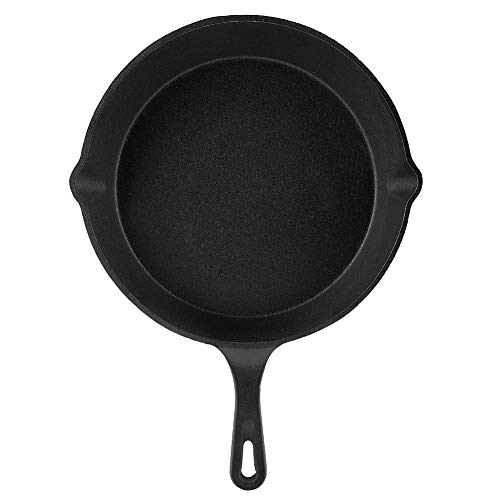 AMONIDA Sartén de Hierro Fundido, Duradera, Multifuncional, para Cocina de Gas y de Inducción, 27,3 Cm, Color Negro