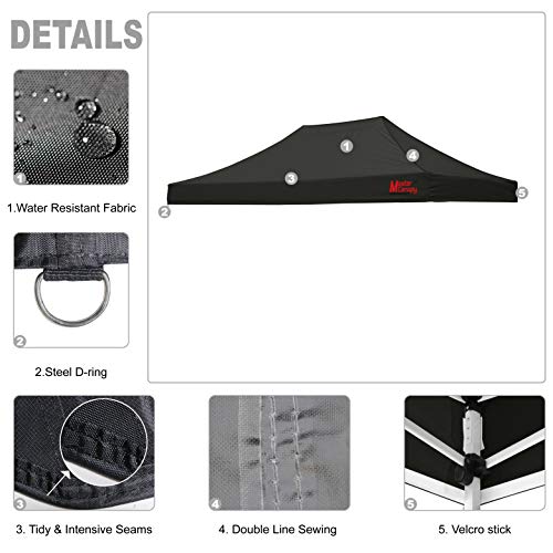Image of MASTERCANOPY 10x15 Replacement Pop Up Canopy Top for Kingkong Frame Black