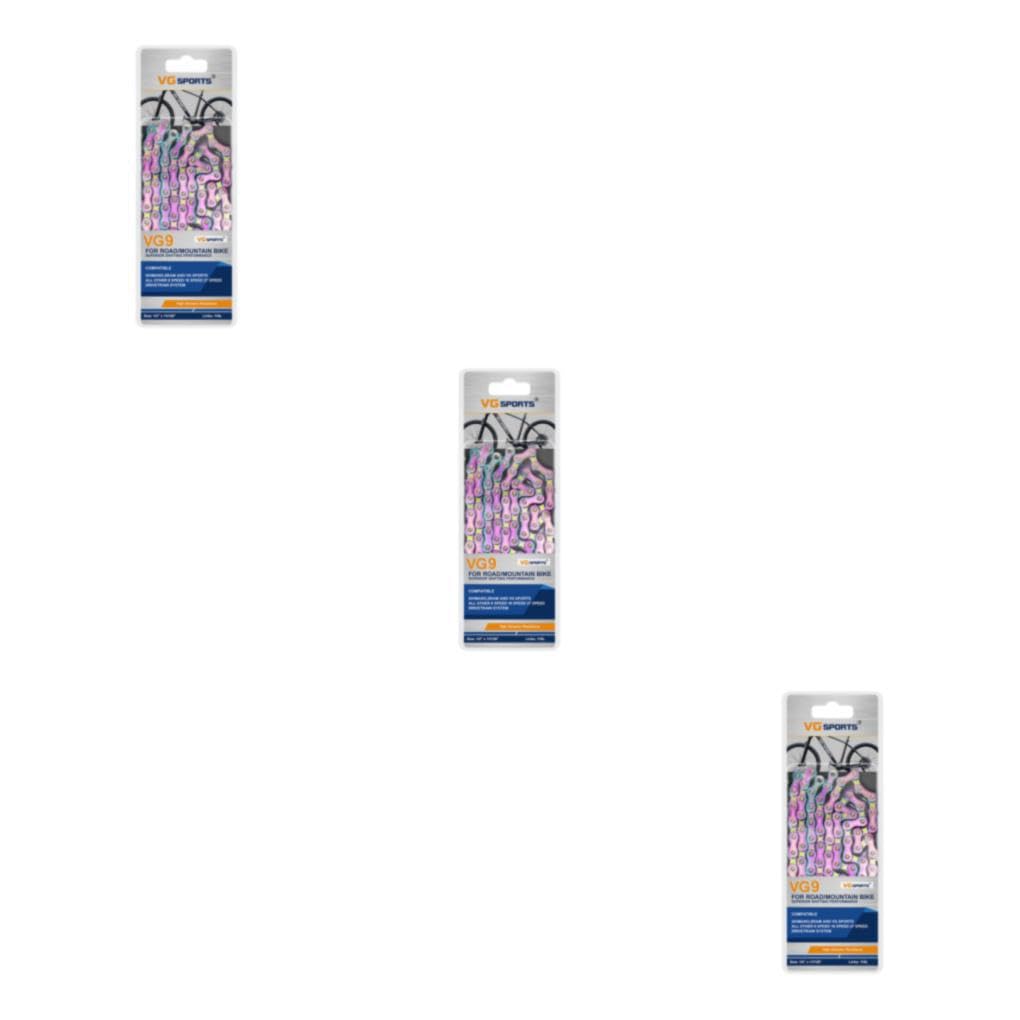 3 Set di Catena per bici facile da installare per mountain bike e bici da strada Catene per mountain bike robuste e durevoli in acciaio al carbonio, eleganti e colorate a 9 velocità
