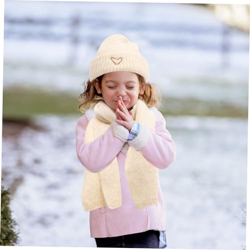 Gorro caliente para niño con bufanda integrada en fibra de punto 3