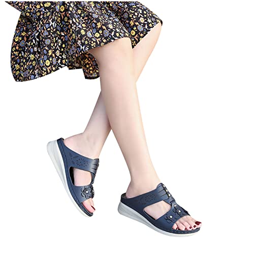 Orthopaedic ls with Arch Support for Women UK Lightweight Comfortable Orthotic ls Shoes Slip On Thick Cushion Slippers Ladies ls Plus Size 5 6 7 8 (Blue 5 UK)3