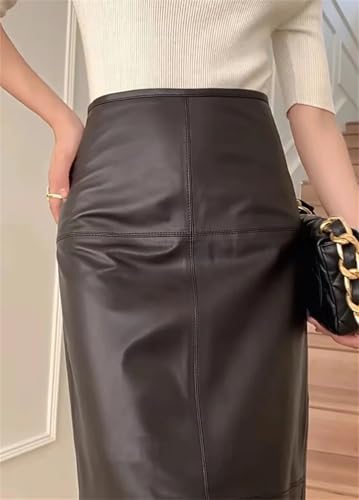 Women Leather Maxi Skirt Feminino High End Vintage Back Split Wrapped Slim Ankle Long Solid Black XL steampunk buy now online Women Leather Maxi Skirt Feminino High End Vintage Back Split Wrapped Slim Ankle Long Solid Black XL steampunk buy now online
