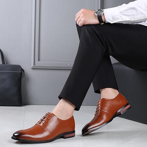 Men's Lace-up Dress Oxford Shoes Fashion Retro British Style Pointed Toe Formal Wedding Shoes4