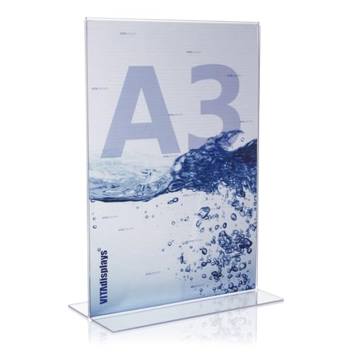 DIN A3 Werbeaufsteller/T-Ständer/T-Aufsteller im Hochformat/Tischaufsteller aus original PLEXIGLAS®