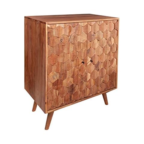 Invicta Interior Massiver Barschrank Mystic Living 76cm Akazie 3D Oberfläche Massivholz Hausbar Bar Weinschrank Cover