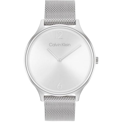Calvin Klein Orologio Analogico al Quarzo da Donna Collezione TIMELESS MESH 38MM con Cinturino in Maglia Metallica in Acciaio Inossidabile Argentato - 25200001