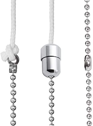 SPTwj 2 Pack Light Pull Chain Extension with Ball Chain 100cm Length for Bathroom Toilet Light/Ceiling Light Fan Switch Weight Blind Pull Cord Handle Chrome with Crystal Pendant
