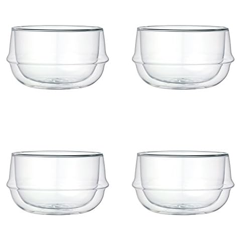 KINTO KRONOS Double Wall Glass Soup Bowl, 11.2 Oz, Set of 4 Cover