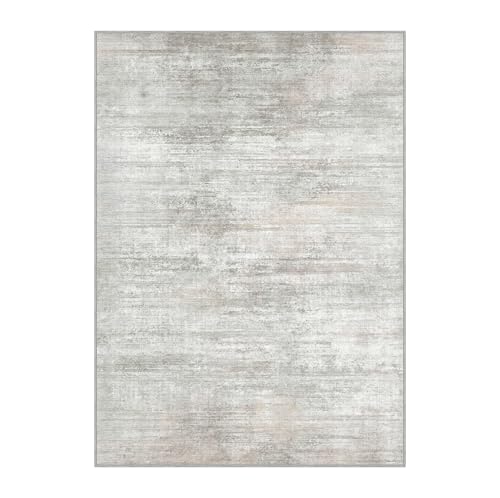 Image of BEIMO Area Rugs 8x10 for Living Room Bedroom, Modern Abstract Machine Washable Rug, Large Soft Low Pile Floor Carpet with Non Slip Backing for Dining Room, Light Grey /Beige