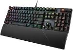 ASUS ROG Strix Scope II Gaming Keyboard, pre-lubed ROG RX Red Linear Optical switches, Sound-dampening Foam, PBT doubleshot keycaps, Streaming hotkeys, Multi-Function Controls, Wrist Rest