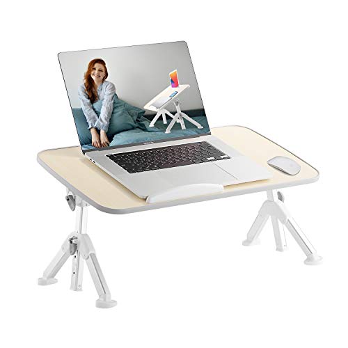 AGZ Laptop Bed Tray Table, Adjustable Computer Bed Desk, Portable Standing Desk for Bed, Foldable Lap Tablet Table for Sofa Couch Floor