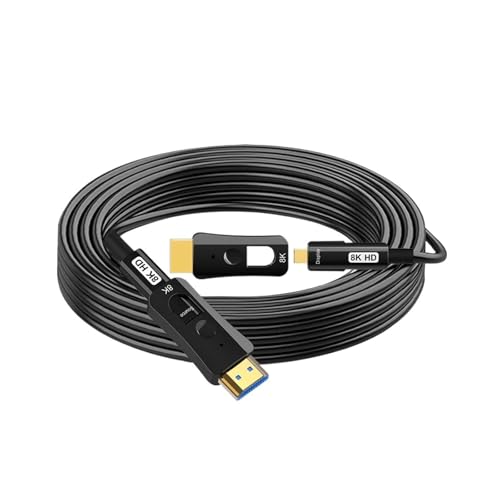 HDMI 2.1 ケーブル 8K ファイバー オプティック 50m 取り外し可能な 8K HD ケーブル EARC、48Gbps、8K@60Hz、4K@120Hz、RTX 4080/4090 用デュアル マイクロ HDMI 付き。(5m)