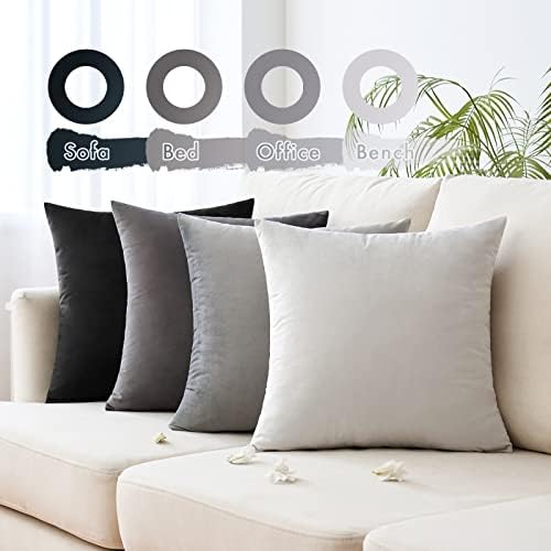 MIULEE Set of 4 Velvet Cushion Covers Soft Decorative Square Throw Pillow Cover Luxury Pillowcases for Livingroom Sofa Bedroom with Invisible Zipper 45cm x 45cm,18x18 Inches Cool Series
