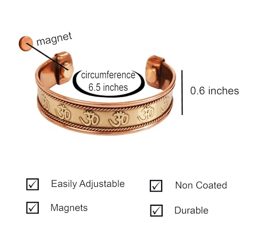 Touchstone Copper Bracelet Tibetan Style. Hand Forged with Solid and High Gauge Copper for Women Men. Hindu Spiritual Message3