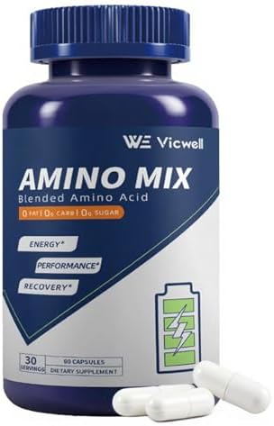 Amino Acid, Supports Muscle Recovery and Lean Muscle Growth, Enhances Energy and Endurance, Contains Essential Amino Acids and BCAAs, 90 Capsules (1 Bottle)