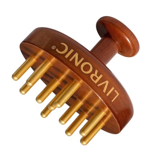 Image of Livronic Metal Head Scalp Massager & Body Stimulator with Wooden Handle | Manual Head Massage Tool for Natural Hair Growth, Stress Relief, Relaxation & Scalp Stimulation