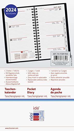 rido/idé Weekly calendar model Timer 2024, Desk Planner Date Book, 2 pages = 1 week, sheet size 8.7 x 15.3 cm, black - Image 2