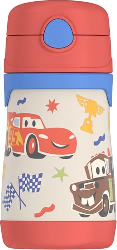 Thermos Baby 10 oz. Stainless Steel Bottle with pop-up straw Cars