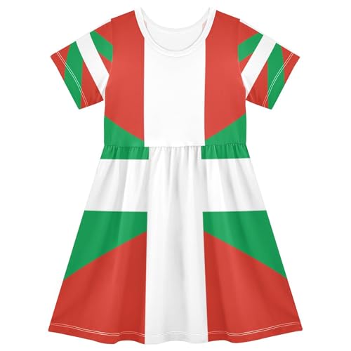 Basque Country Flag Toddler Girls Dresses Short Sleeve Funny Cute Dresses Little Girl Dress 2t