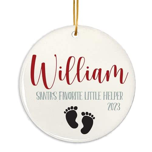 Custom Ceramic Christmas Ornaments (Baby Name Ornament