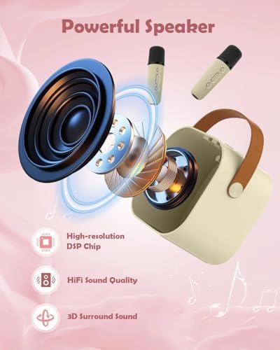 Image of Storio Rechargeable Wireless Mini Portable Bluetooth Karaoke Machine | Bluetooth Speaker with Microphone & LED Lights - Kids Music Singing Toys for Girl Boy Birthday Gift Ideas (Pack of 2)