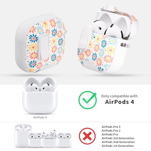 Image of for AirPods 4 Case with Secure Lock Clip in Phone Stand,Floral Girly Style Protective Cover with Cleaning Kit and Carabiner for Apple iPod 4 Generation (Sun Petals)