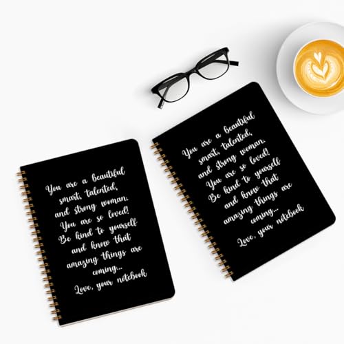 Image of 2pcs Inspirational Journal for Women, Appreciation Gifts College Ruled Spiral Notebook, Motivational Notebook 160 Pages Hardcover Notebooks Journals for Writing Travel Business Office