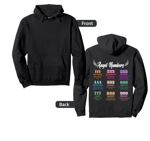 Angel Numbers Trend Quote Words On Back Pullover Hoodie
