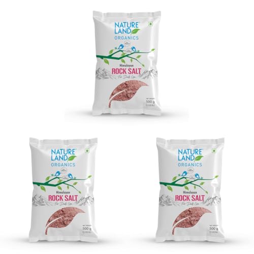 Image of Natureland Organics Himalayan Pink Rock Salt 500 Gm - Organic Rock Salt (Pack of 3)