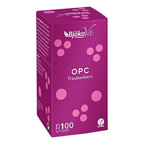 BjökoVit OPC Traubenkernextrakt Kapseln - mit natürlichem Vitamin C und E - vegan - hochdosiert - 100 Kapseln Cover